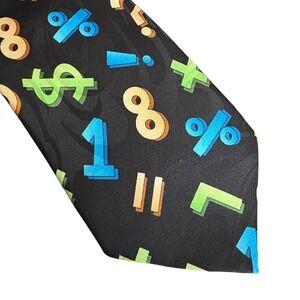 Steven Harris Novelty Tie Math Symbols Teacher Theme Black 58" x‎ 3.5" Handmade